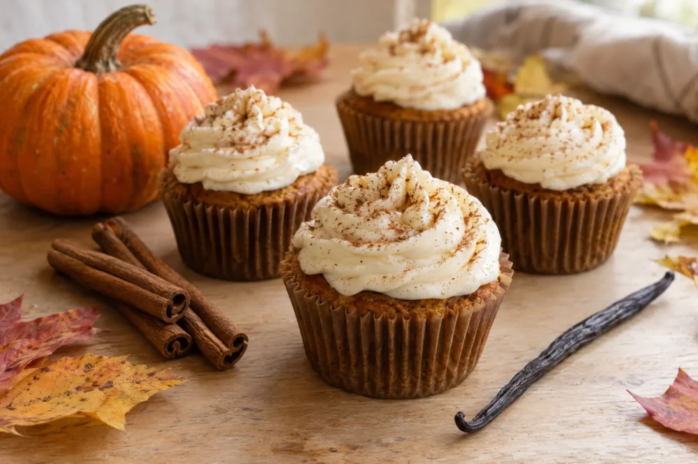 Dýňové cupcakes s vanilkovým krémem