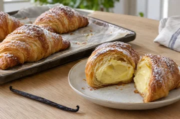 Máslové croissanty s vanilkovým pudinkem