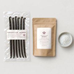 Pečicí sada – 6 vanilkových lusků Premium + vanilkový cukr 250 g