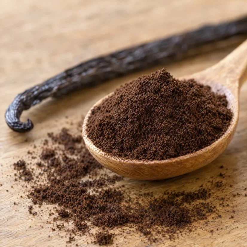 Mletá vanilka Bourbon na lžičce – detail