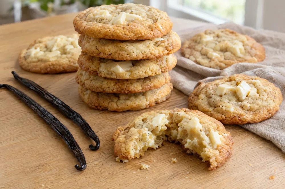 Měkké vanilkové cookies s bílou čokoládou