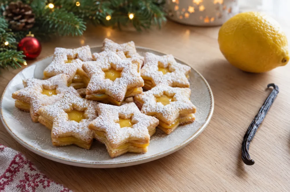 Vanilkové linecké hvězdičky s citronovým curdem