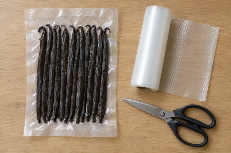 Vanilkové lusky zavakuované ve fólii z role 25 cm